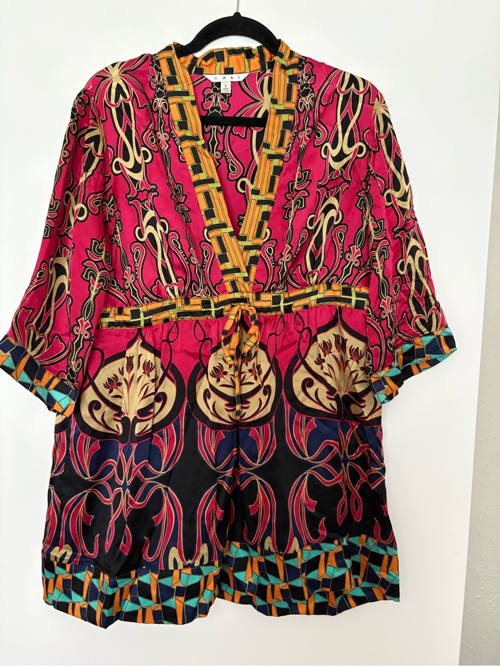 Bright Pink & Black Printed Blouse